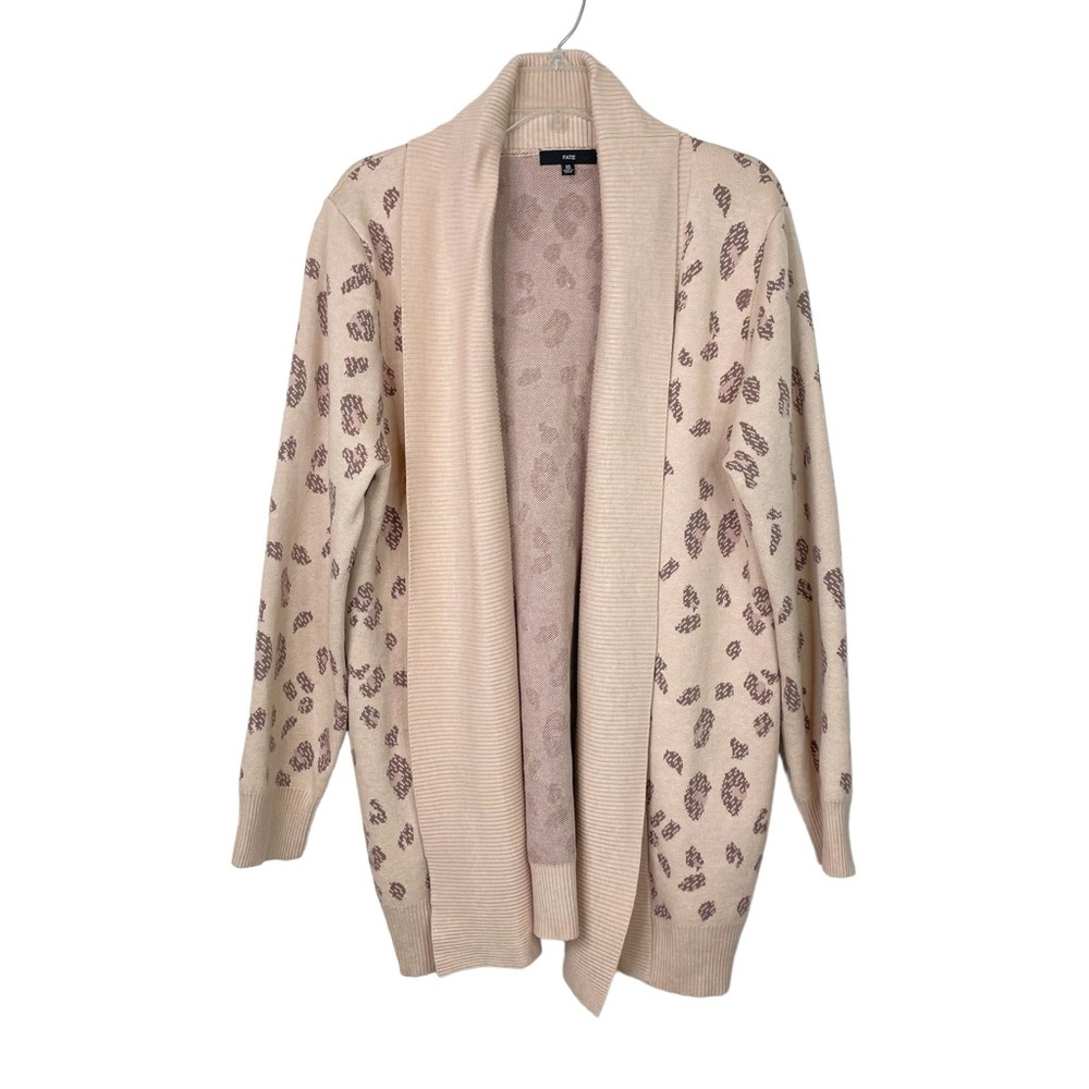 Fate Beige Leopard Print Open-Front Cardigan